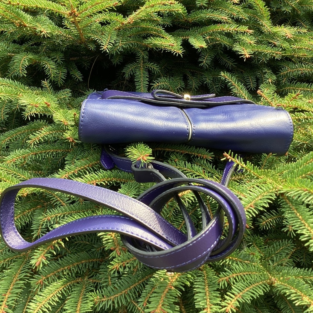 Pour La Victoire Blue/Purple Leather Flap Top Crossbody Handbag - Picture 4 of 6